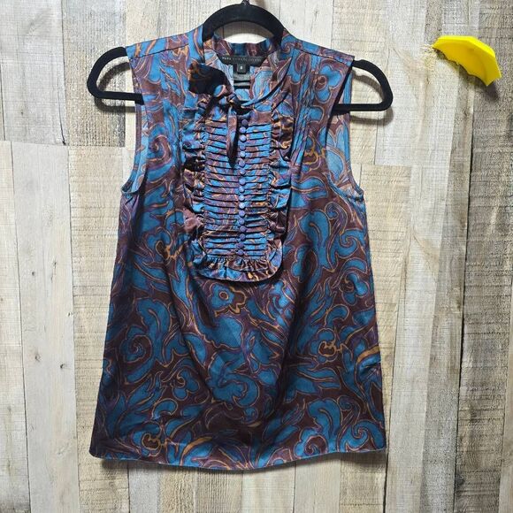 Marc By Marc Jacobs Tops - Marc by Marc Jacobs Deep Teal Paisley Pleated Silk Blouse 2 Office Designer